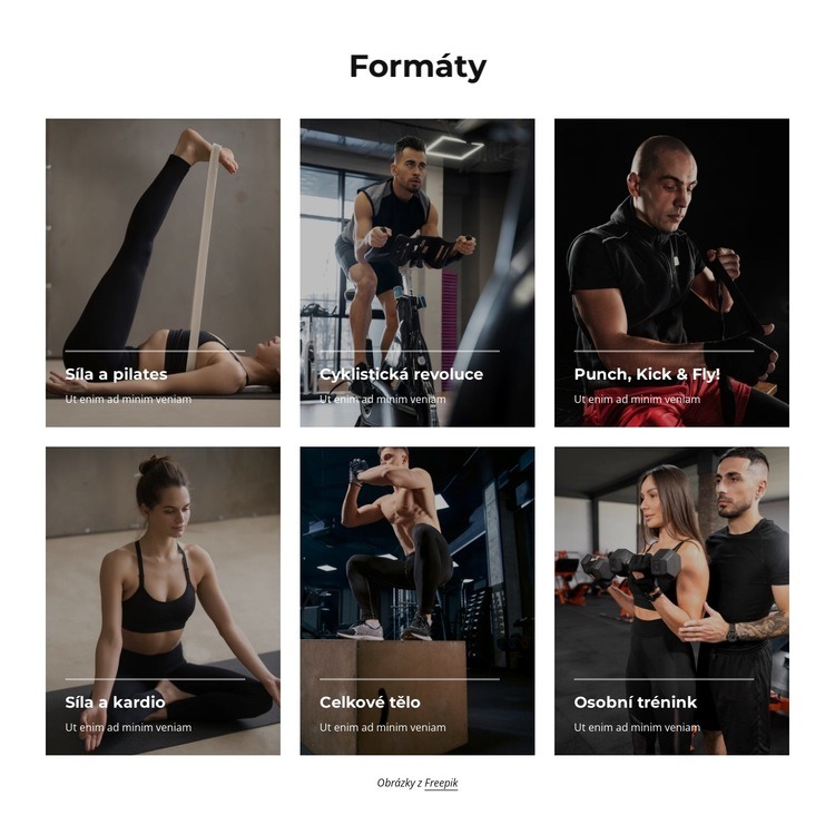 Neomezené fitness, jóga, plavání, box Šablona webové stránky