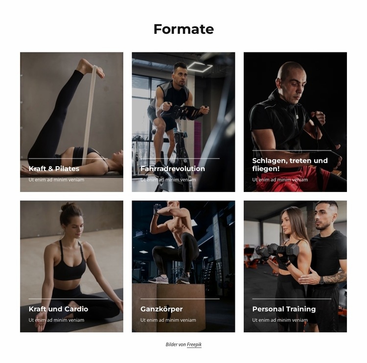 Unbegrenzte Fitness, Yoga, Schwimmen, Boxen Website design