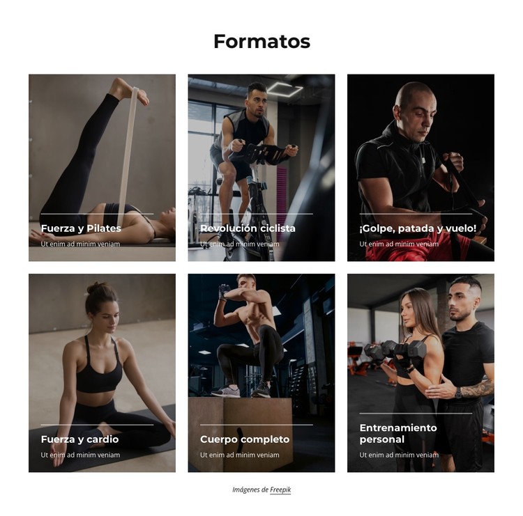 Fitness ilimitado, yoga, natación, boxeo. Plantilla CSS