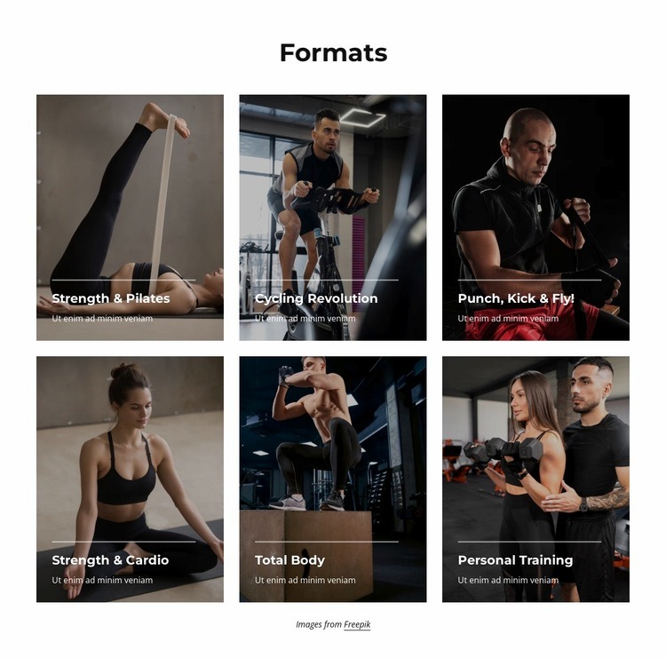 Korlátlan fitnesz, jóga, úszás, boksz Html Weboldal készítő