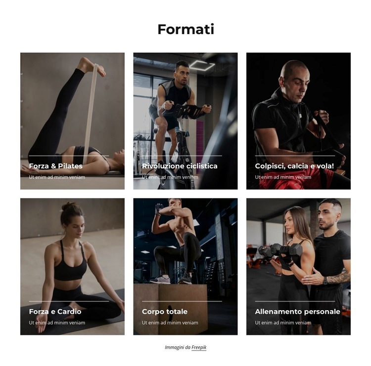 Fitness illimitato, yoga, nuoto, boxe Costruttore di siti web HTML