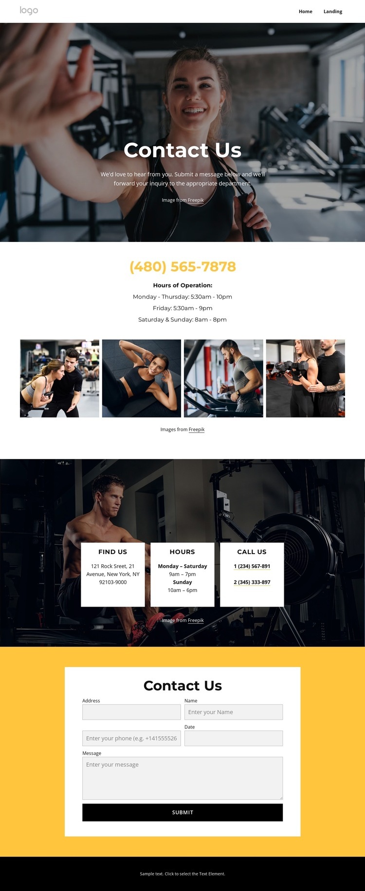 Personal training, group classes Web Page Design
