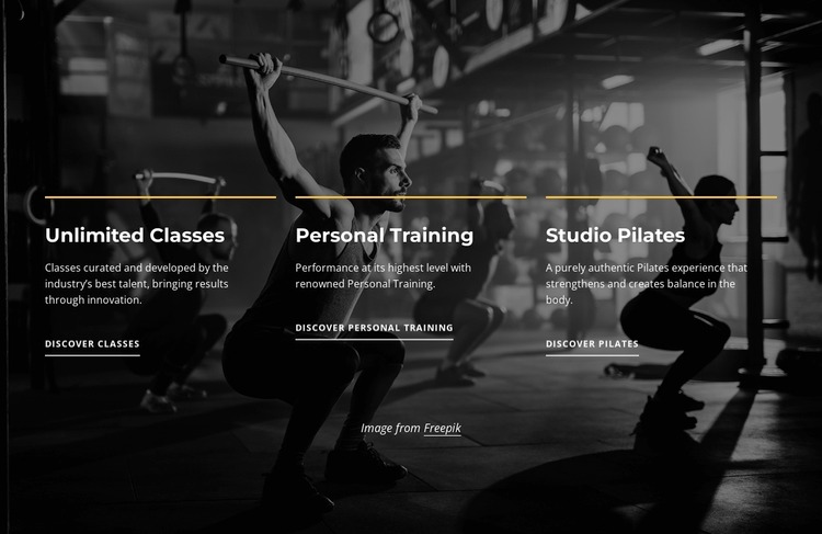 Unlimited sport classes Website Mockup