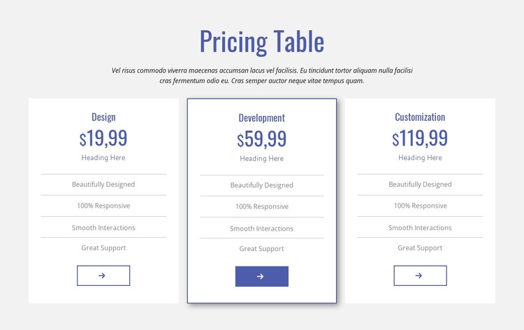 Clean pricing table CSS Template