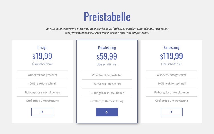 Saubere Preistabelle HTML5-Vorlage