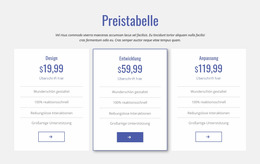 Saubere Preistabelle Joomla Vorlage