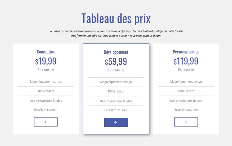 Tableau des prix propre Modèle d'une page