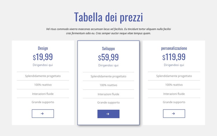 Tabella dei prezzi pulita Costruttore di siti web HTML