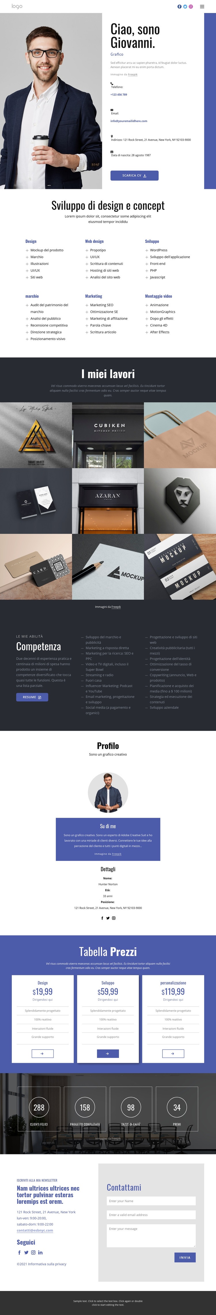 Design concettuale Mockup del sito web