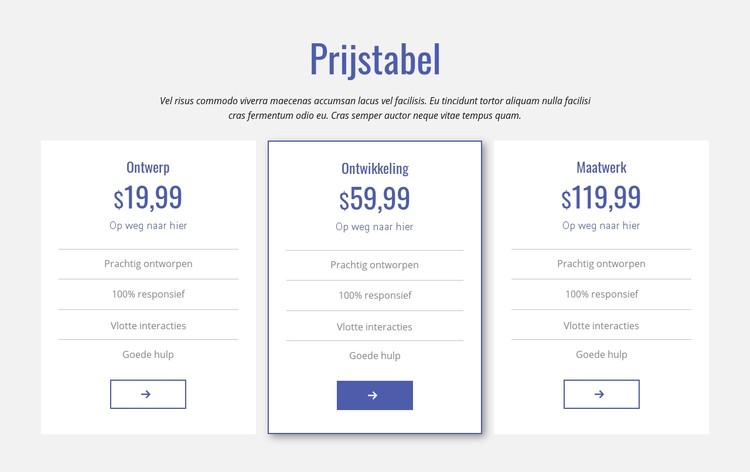 Schone prijstabel CSS-sjabloon