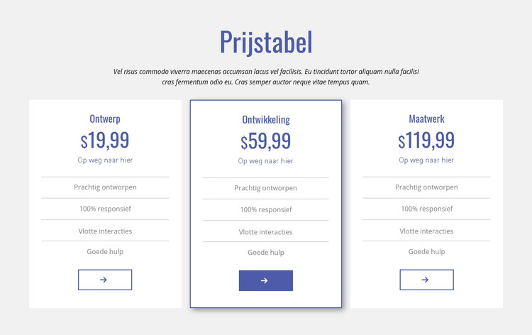 Schone prijstabel HTML-sjabloon