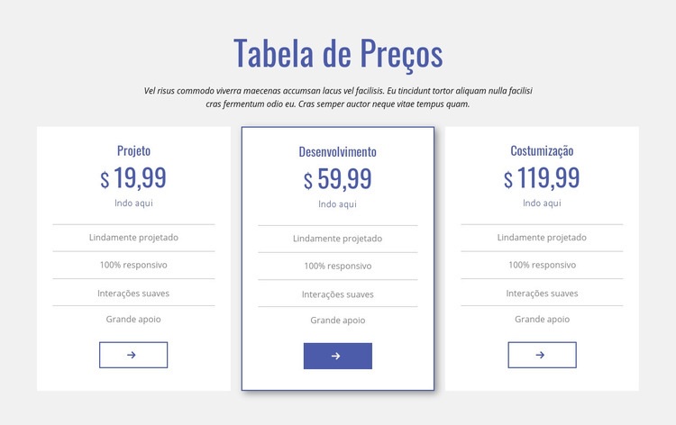 Limpar tabela de preços Modelos de construtor de sites