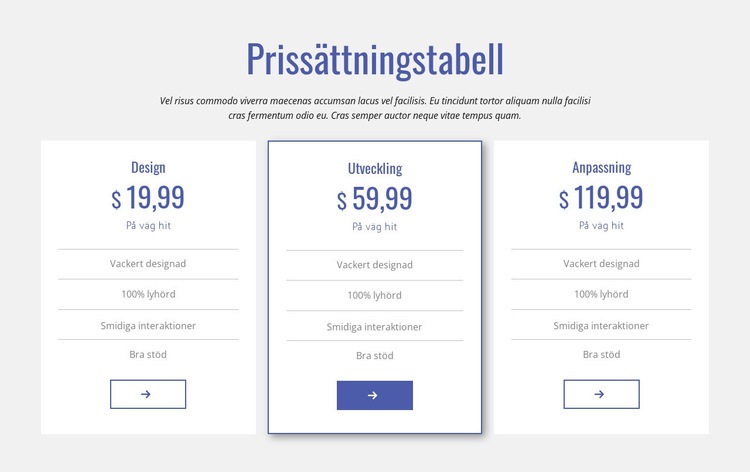 Rent pristabell HTML-mall