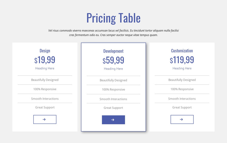 Clean pricing table Template