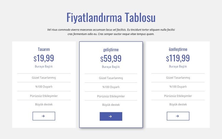 Temiz fiyat tablosu HTML5 Şablonu