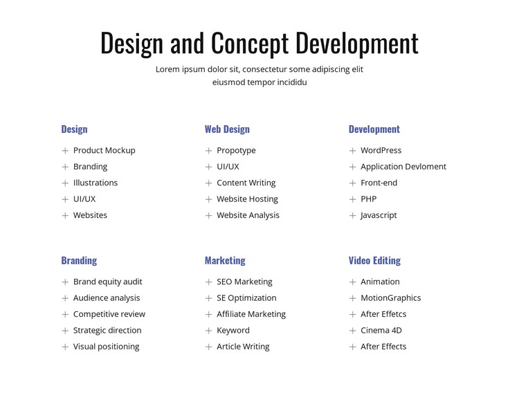 Design and concept development CSS Template