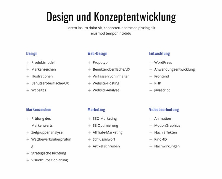 Design- und Konzeptentwicklung HTML Website Builder