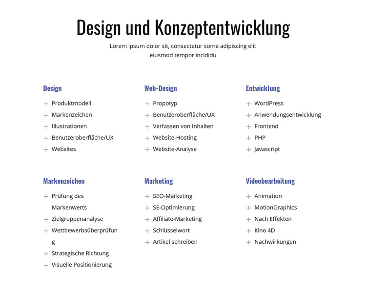 Design- und Konzeptentwicklung Website-Vorlage