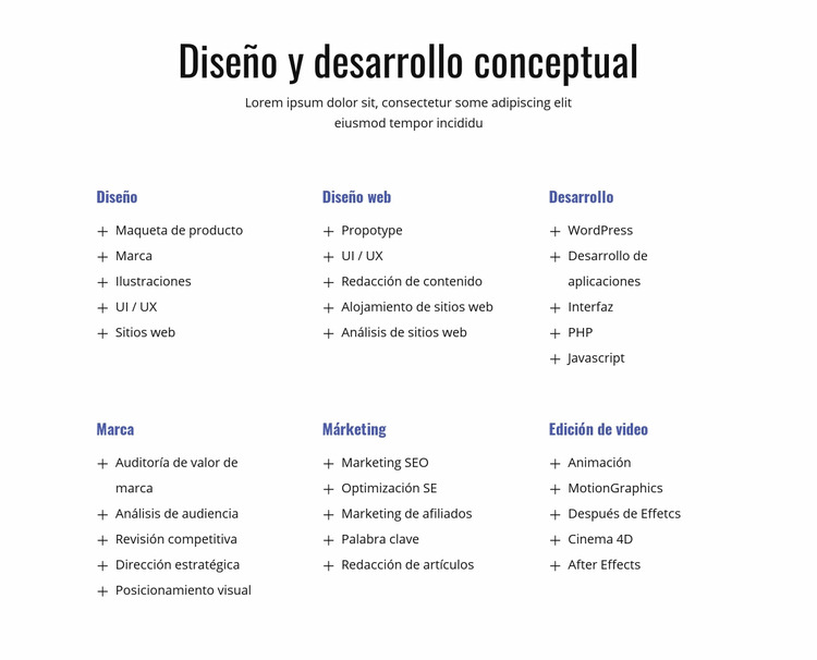 Diseño y desarrollo de conceptos Plantilla Joomla