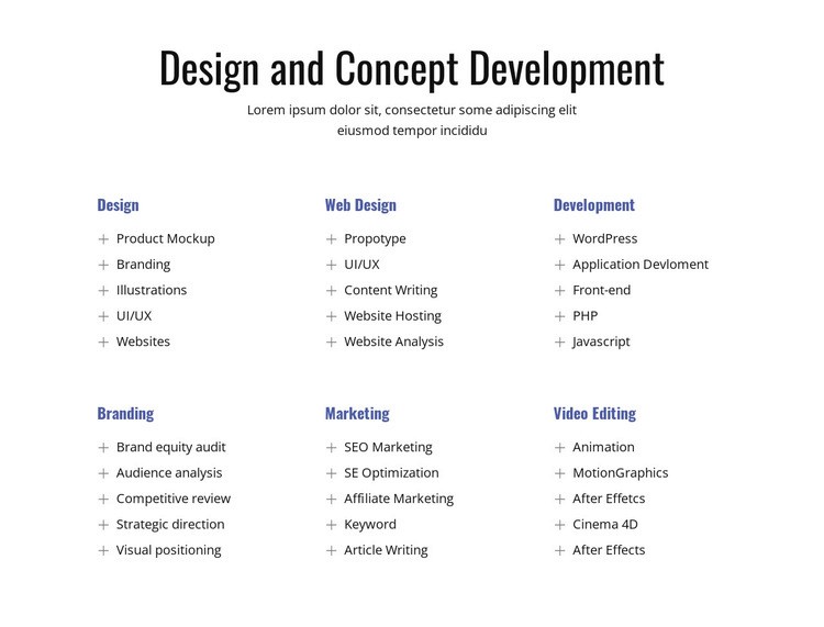 Design and concept development Homepage Design