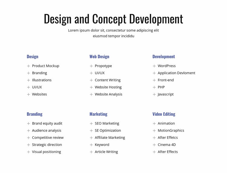 Design and concept development Html Code Example
