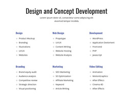 HTML Page For Design And Concept Development