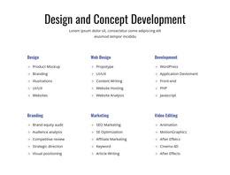 Design And Concept Development - Ready To Use HTML5 Template