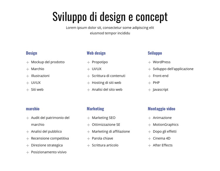 Sviluppo del design e del concetto Modello CSS