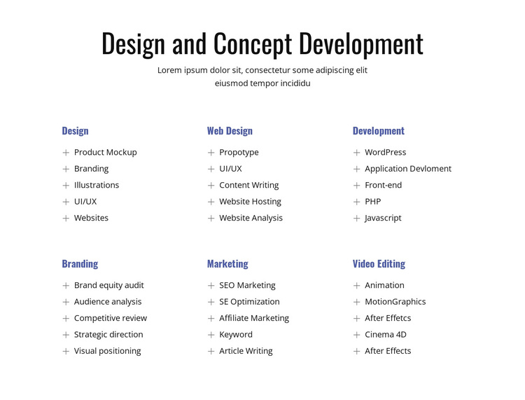 Design and concept development Joomla Template