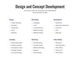 Design And Concept Development - Multi-Purpose One Page Template