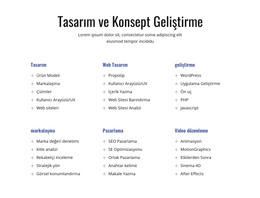 Tasarım Ve Konsept Geliştirme Için HTML Sayfası