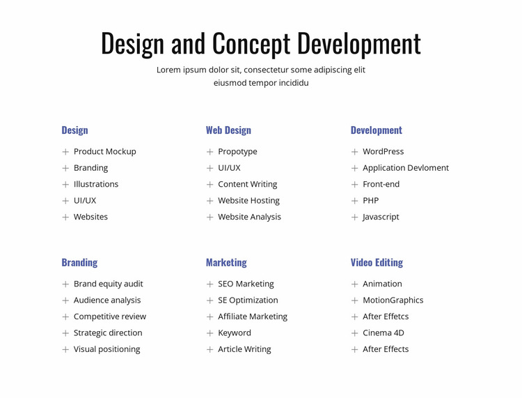 Design and concept development Website Builder Templates