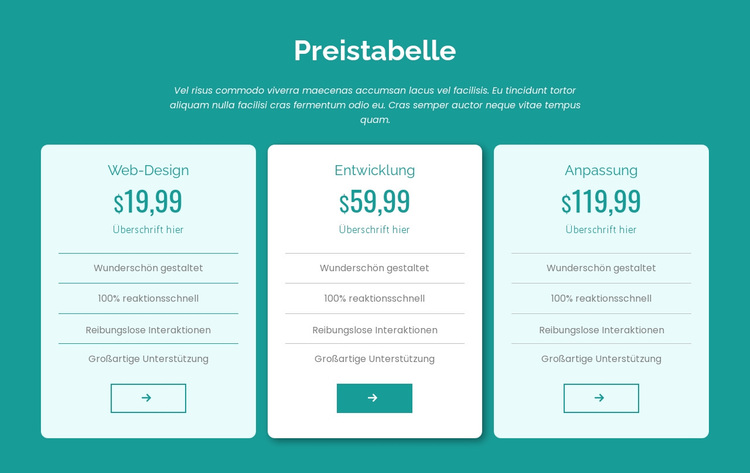 Preistabellenblock WordPress-Theme