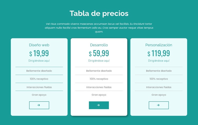 Bloque de tabla de precios Plantilla HTML5