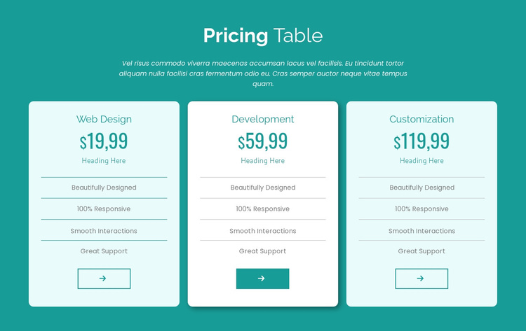 Pricing table block Joomla Template