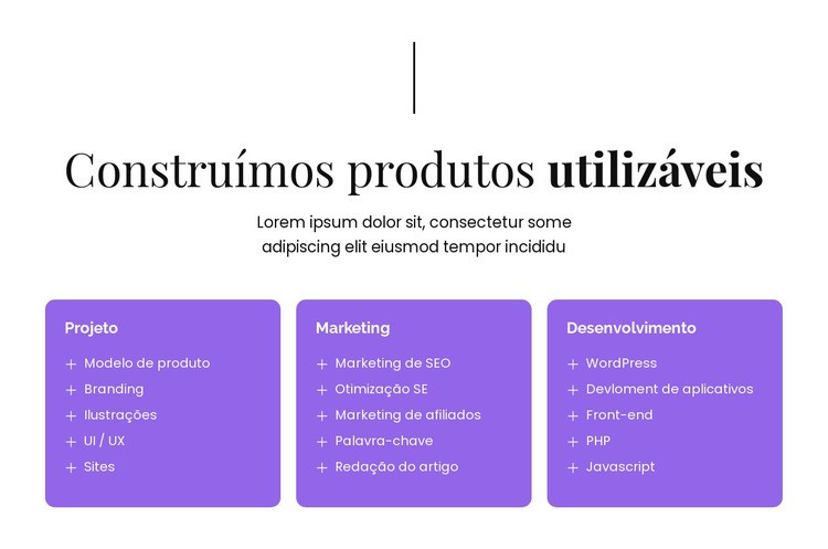 Construímos inovações em TI Design do site