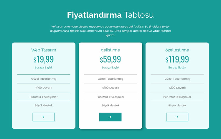 Fiyatlandırma tablosu bloğu Joomla Şablonu