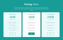 Pricing Table Block Product For Users