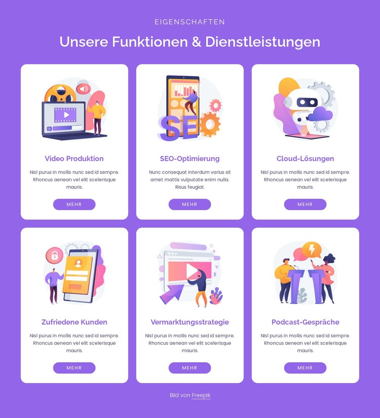 Unsere digitalen Services Eine Seitenvorlage