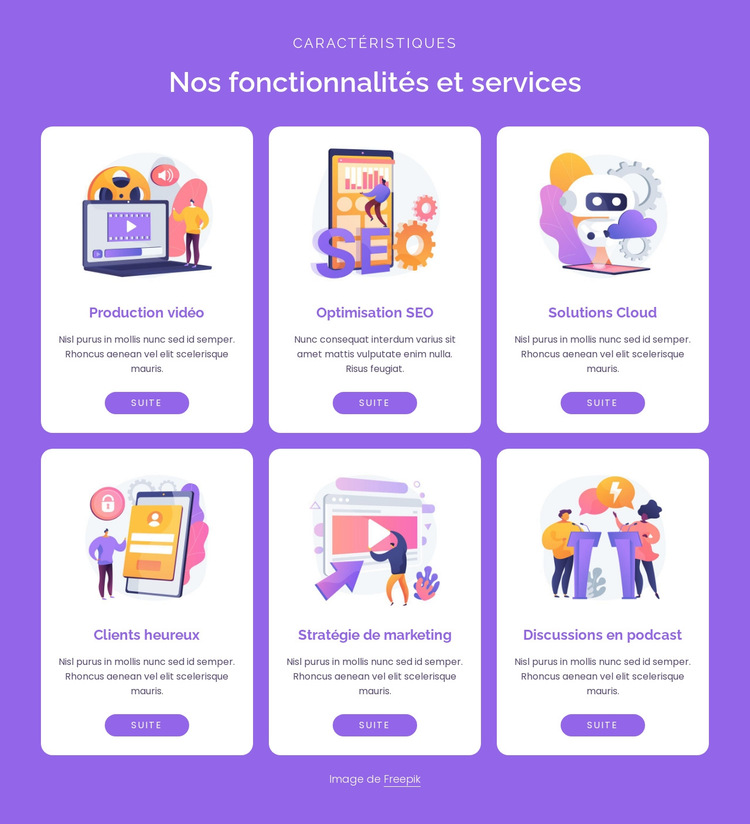 Nos services numériques Modèle de site Web