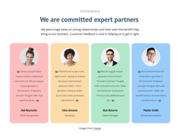 Testimonials With Colored Cells - Customizable Professional HTML5 Template