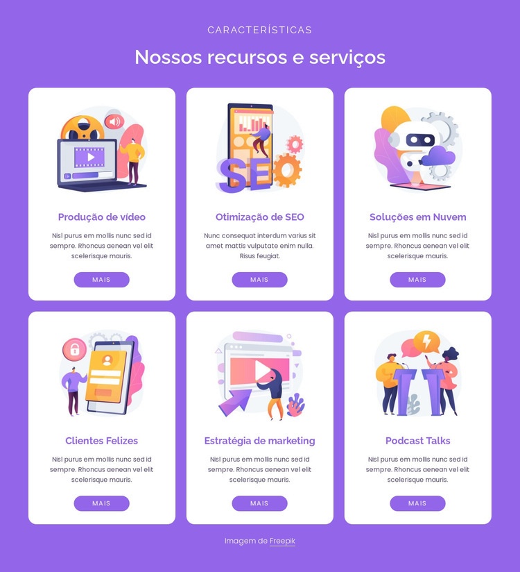 Nossos serviços digitais Modelos de construtor de sites