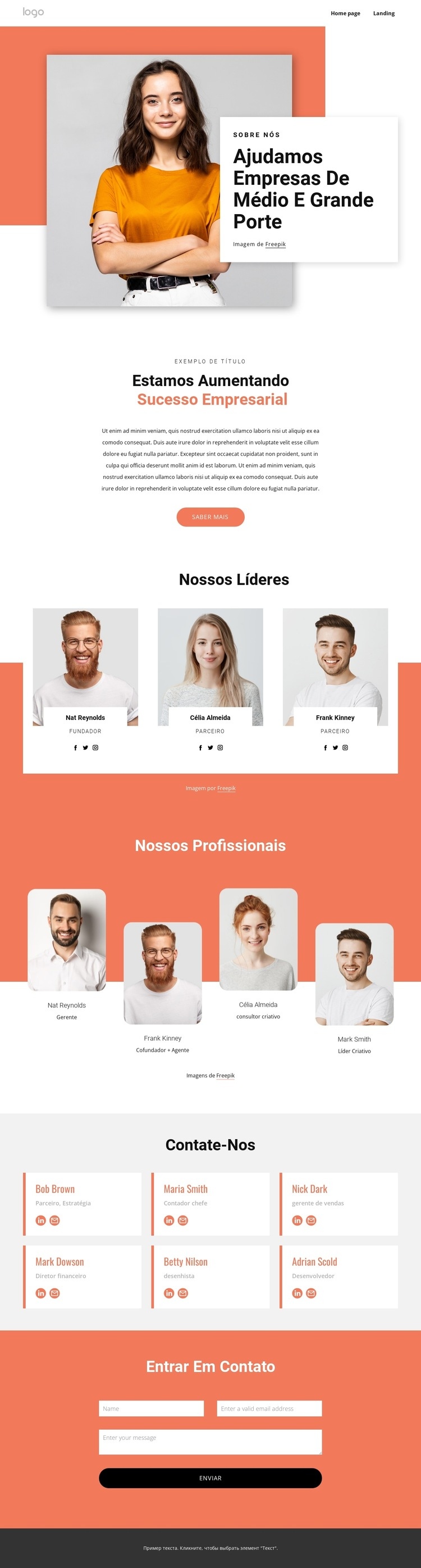 As nossas equipas multidisciplinares Landing Page