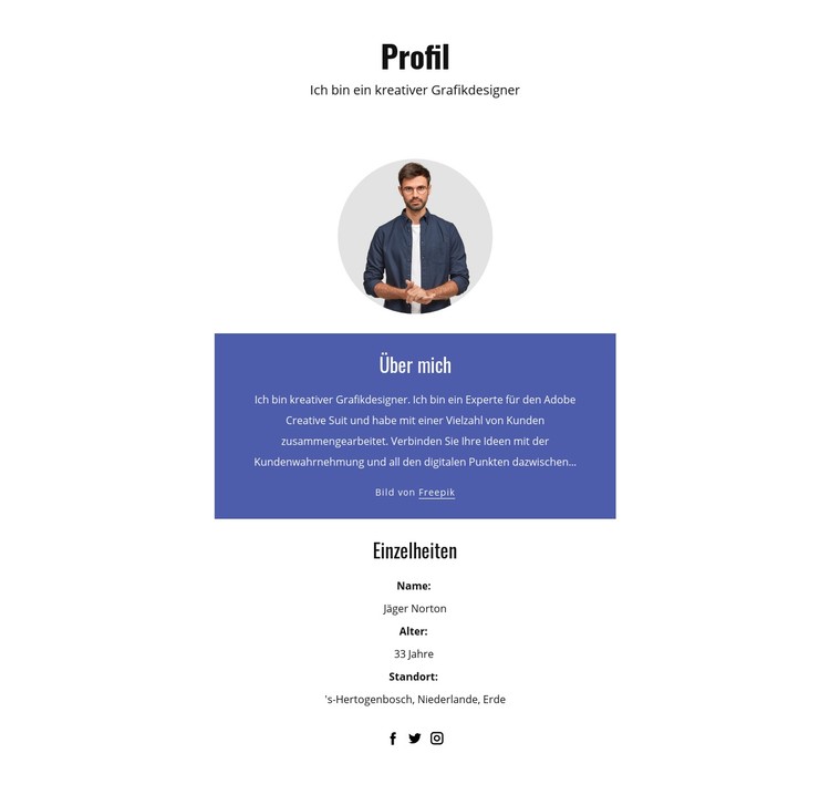 Profil des Grafikdesigners CSS-Vorlage