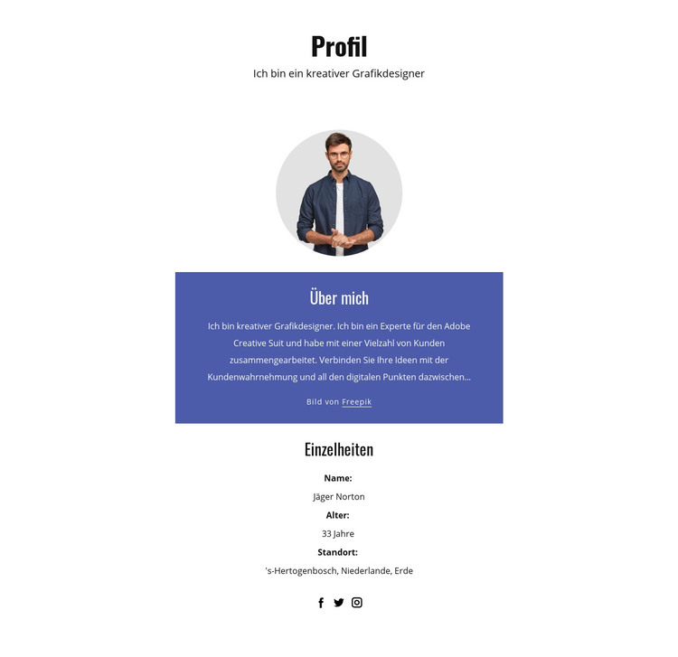 Profil des Grafikdesigners HTML-Vorlage