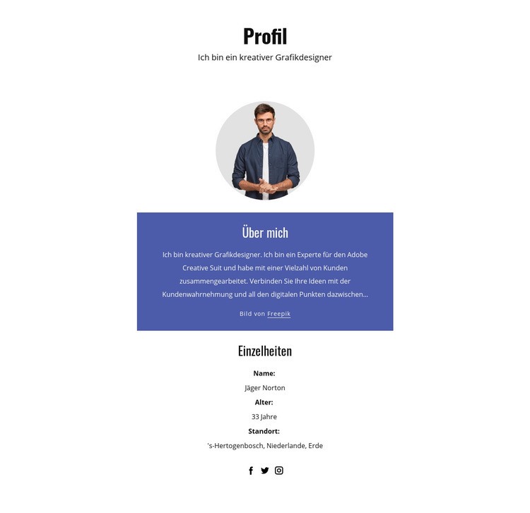 Profil des Grafikdesigners HTML Website Builder