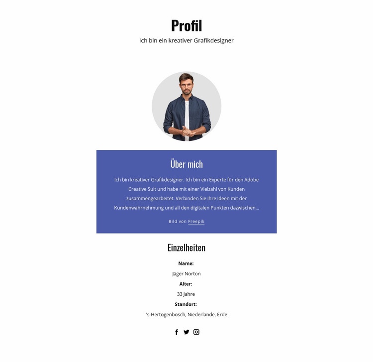 Profil des Grafikdesigners HTML5-Vorlage
