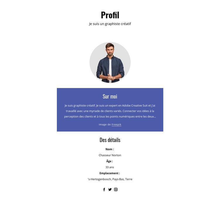 Profil de graphiste Créateur de site Web HTML