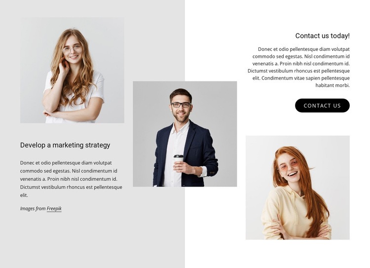 Develop a marketing strategy Homepage Design