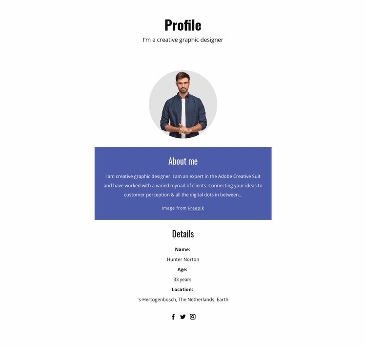 Graphic designer profile Homepage Design
